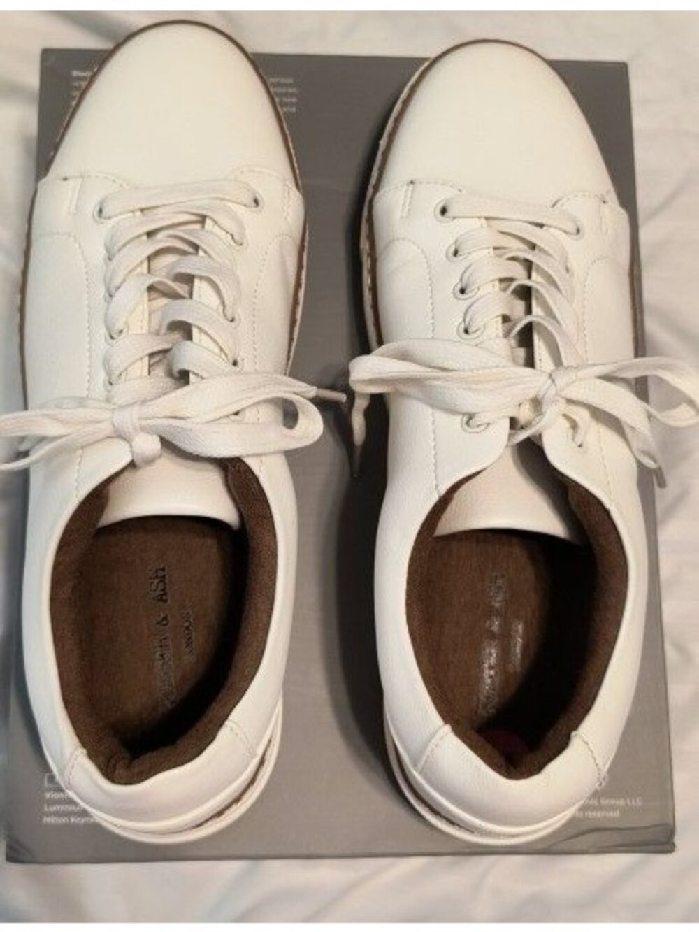 Mens White Sneaker Shoes With Brown Trim Casual Style Size 10 Porter Ash UCLA